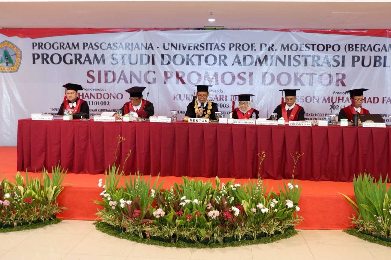 Sidang Ujian Terbuka Disertasi Mahasiswa Angkatan 1 Program Doktor Administrasi Publik Universitas Prof. Dr. Moestopo (Beragama) Sukses Digelar